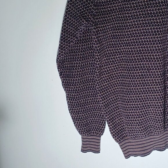 Peconic Bay Traders Knit Sweater Mens Medium Eclectic Grandpa Blue Pullover - Picture 3 of 8